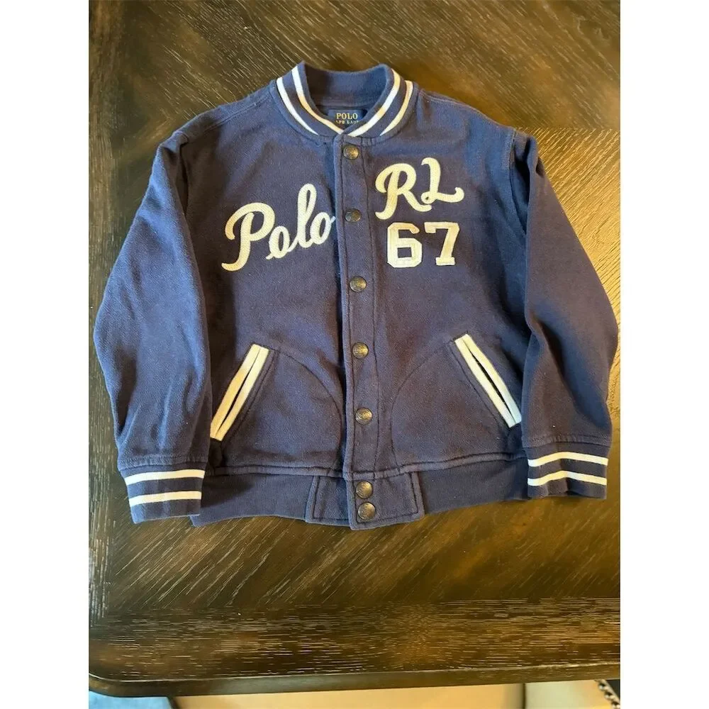 Polo Ralph Lauren Kids Varsity Jacket Blue Size 6‎  Snap Closure
